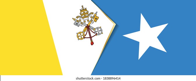 Banderas de la Ciudad del Vaticano y Somalia, dos banderas vectoriales símbolo de relación o enfrentamiento.