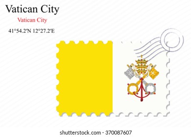 vatican city stamp design over stripy background, abstract vector art illustration, image contains transparency