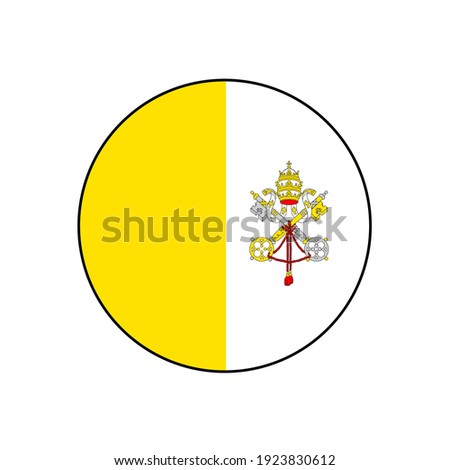 Vatican City State Flag Icon the Holy See independent city state circle push button with coat of arms on yellow and white flag background in Europe