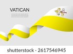 Vatican City State flag on waving ribbon, flag of Holy See - National flag of Vatican City State Vector Illustration.