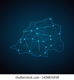 Vatican City State Map - Abstract geometric mesh polygonal network line, structure and point scales on dark background with lights in the form of cities. Vector illustration eps 10.