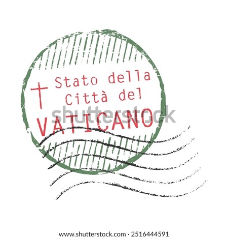 Vatican City State postal rubber stamp. Retro seal for letter envelopes, greeting cards, passport, parcels. Italian inscription.