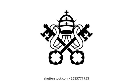 Vatican City State symbol, black isolated silhouette