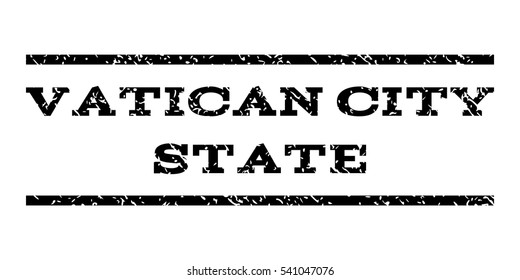 Vatican City State watermark stamp. Text tag between horizontal parallel lines with grunge design style. Rubber seal stamp with unclean texture. Vector black color ink imprint on a white background.