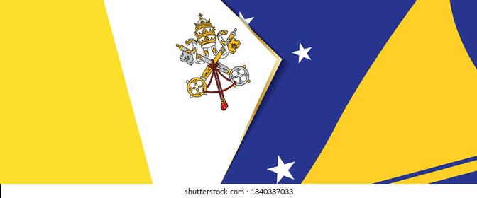 Vatican City and Tokelau flags, two vector flags symbol of relationship or confrontation.