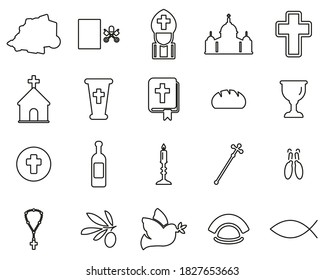 Vatican Country & Culture Icons Black & White Thin Line Set