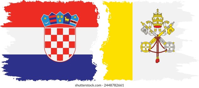 Vatican and Croatia grunge flags connection, vector