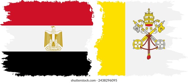 Vatican and Egypt grunge flags connection, vector