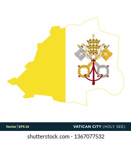 Vatican - Europe Countries Map and Flag Vector Icon Template