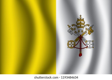 Vatican flag background with cloth texture. Vatican Flag vector illustration eps10.