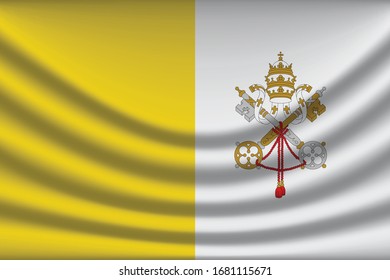 Vatican flag background with cloth texture. Vatican Flag vector illustration eps10. - Vector