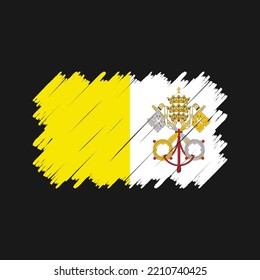 Vatican Flag Brush Painted Vector Illustration
