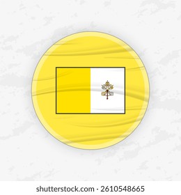 Vatican Flag in a Circular Emblem Design, Abstract Round Sticker Illustration. This high-quality vector graphic is perfect for use in patriotic designs, international events, sport competitions.