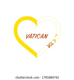 Vatican flag in heart. I love my country. sign. Stock vector illustration isolated on white background.