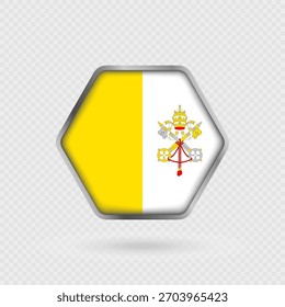 Vatikanflagge in einem Sechseckrahmen.