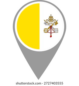 Vatican flag location pin, Vatican flag on location pin, Vatican map pointer in high quality