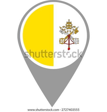 Vatican flag location pin, Vatican flag on location pin, Vatican map pointer in high quality
