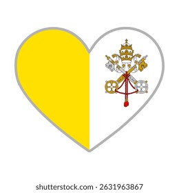 Vatican flag. Vatican love flag. Vatican flag in heart shape. Love symbol. Vector illustration