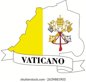 vatican flag map, name in letters, white background and identity