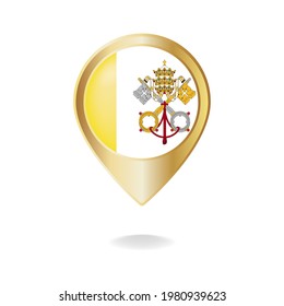 Vatican flag on golden pointer map, Vector illustration eps.10