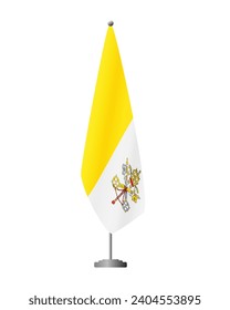 Vatican flag on flag stand for official meetings, transparent background, vector