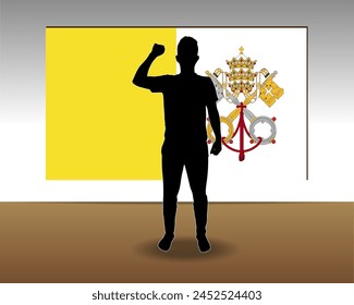 Textura de papel de la bandera del Vaticano, elemento de una sola pieza, diseño de Vector, bandera del Vaticano pegada en la pared, decoración o idea de celebración