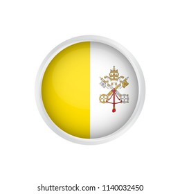 Vatican flag as round glossy icon. Button with Vatican flag. National flag for country of Vatican isolated, Vector illustration eps10.