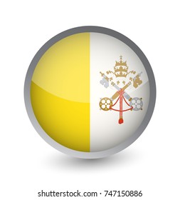 Vatican Flag Round Glossy Icon. Vector illustration.