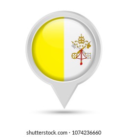 Vatican Flag Round Pin Vector Icon - Illustration