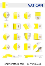 Vatican Flag Set - Vector Illustration