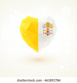 Vatican flag in shape of diamond glass heart in triangulation style for info graphics, greeting card, celebration of Independence Day, printed materials 