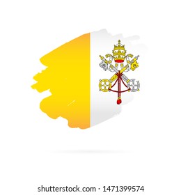 Vatican flag. Vector illustration on a white background. Brush strokes are drawn by hand.