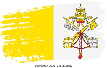 Vatican flag, wide brush stroke on transparent background, vector.