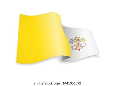 Vatican flag in the wind. Flag on white background vector illustration