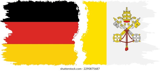 Vatican and Germany grunge flags connection, vector