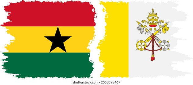 Vatican and Ghana grunge flags connection, vector