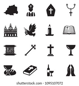 Vatican Icons. Black Flat Design. Vector Illustration. 