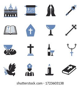 Vatican Icons. Two Tone Flat Design. Vector Illustration.