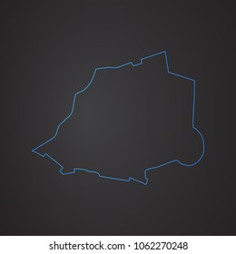 Vatican map: blue glitter outline with sparkling stars on dark background, map-Vatican.