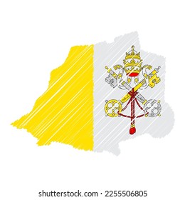 Esbozo dibujado a mano en el mapa del Vaticano. Indicador de ilustración de concepto vectorial, mapa de garabatos. Mapa de país para infografía, folletos y presentaciones aisladas en fondo blanco. Ilustración vectorial.