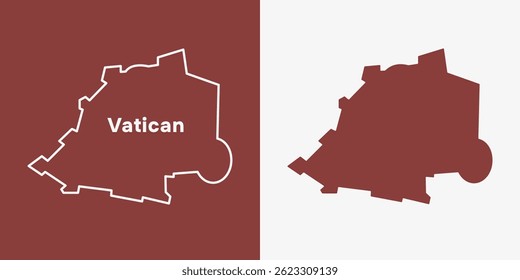 Vatican map outline contour and holy shape area. Vector ilustration