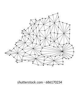 Vatican map of polygonal mosaic lines network, rays and dots vector illustration.