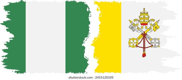 Vatican and Nigeria   grunge flags connection, vector