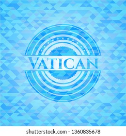 Vatican sky blue emblem with mosaic ecological style background