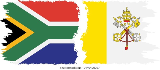 Vatican and South Africa grunge flags connection, vector