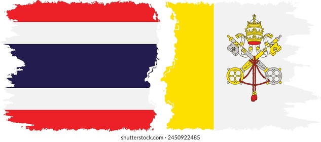 Vatican and Thailand grunge flags connection, vector