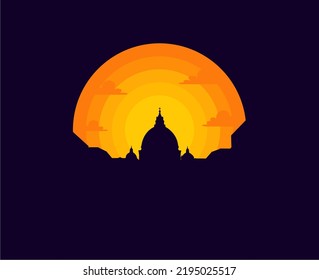 Vatican view vector graphic illustration