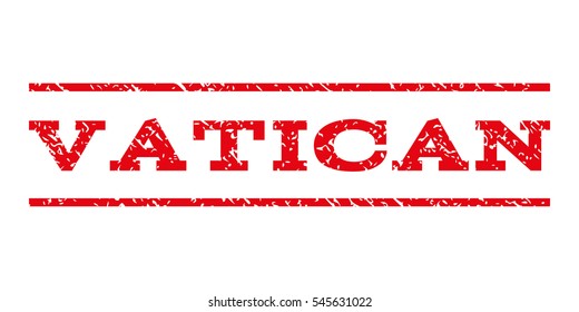 Vatican watermark stamp. Text caption between horizontal parallel lines with grunge design style. Rubber seal stamp with dirty texture. Vector intensive red color ink imprint on a white background.