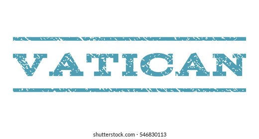 Vatican watermark stamp. Text caption between horizontal parallel lines with grunge design style. Rubber seal stamp with unclean texture. Vector cyan color ink imprint on a white background.