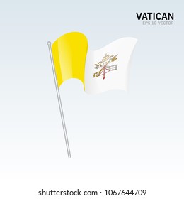 Vatican waving flag isolated on gray background